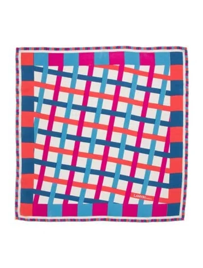 Pre-owned Lanvin Silk Colorblock Pattern Scarf In Pink