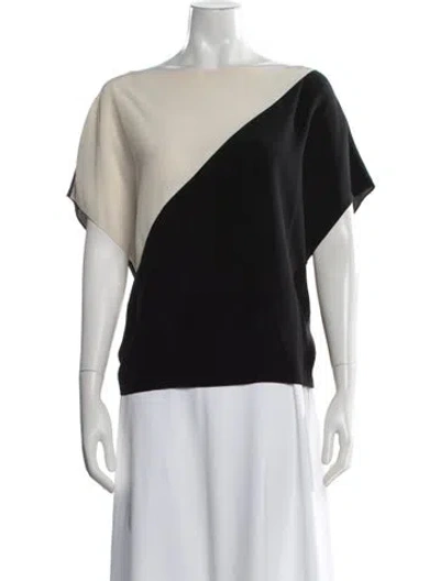 Pre-owned Lanvin Silk Colorblock Pattern Top W/ Tags In Black