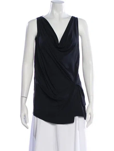 Pre-owned Lanvin Silk Cowl Neck Blouse In Black