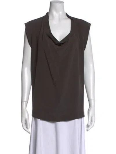 Pre-owned Lanvin Silk Cowl Neck Top In Grey