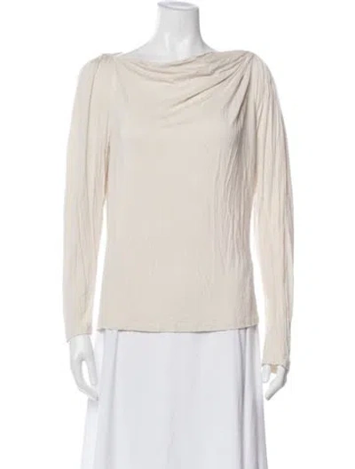 Pre-owned Lanvin Silk Cowl Neck Top In Neutral