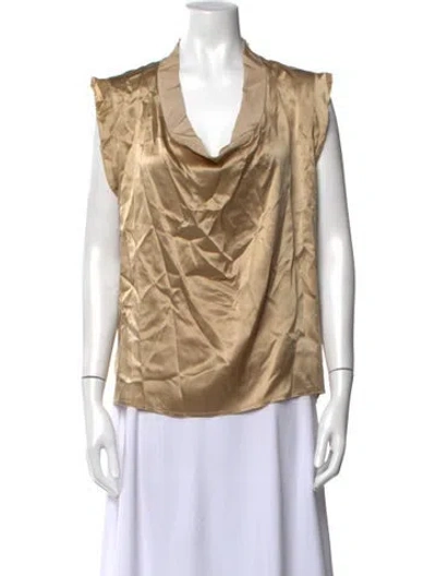 Pre-owned Lanvin Silk Cowl Neck Top In Neutrals