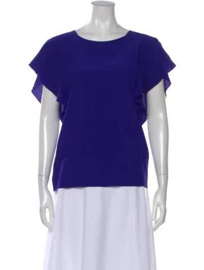Pre-owned Lanvin Silk Crew Neck Blouse In Blue