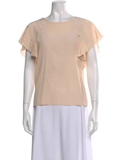 Pre-owned Lanvin Silk Crew Neck Blouse In Neutral