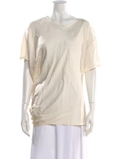 Pre-owned Lanvin Silk Crew Neck Blouse In Neutral