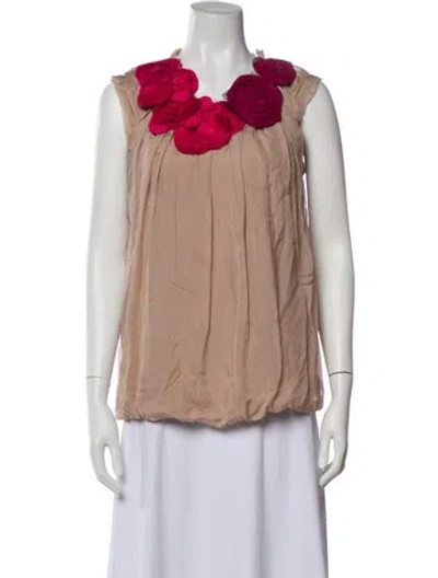 Pre-owned Lanvin Silk Crew Neck Blouse In Pink