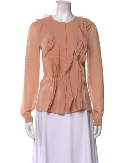 Pre-owned Lanvin Silk Crew Neck Blouse In Pink