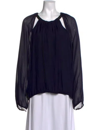 Pre-owned Lanvin Silk Crew Neck Blouse In Purple