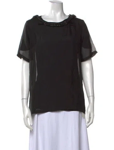 Pre-owned Lanvin Silk Crew Neck Top In Black