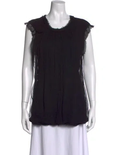Pre-owned Lanvin Silk Crew Neck Top In Black