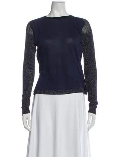 Pre-owned Lanvin Silk Crew Neck Top In Blue