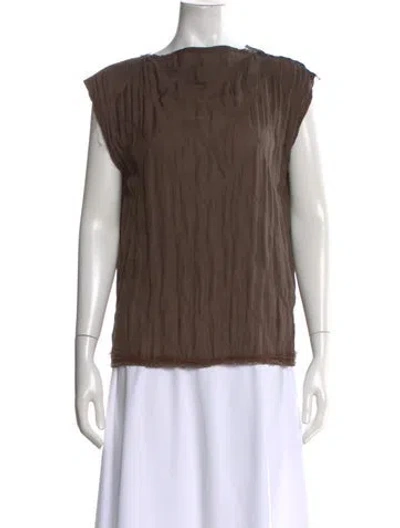 Pre-owned Lanvin Silk Crew Neck Top In Brown