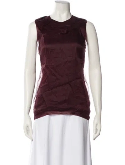 Pre-owned Lanvin Silk Crew Neck Top In Burgundy