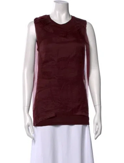 Pre-owned Lanvin Silk Crew Neck Top In Burgundy