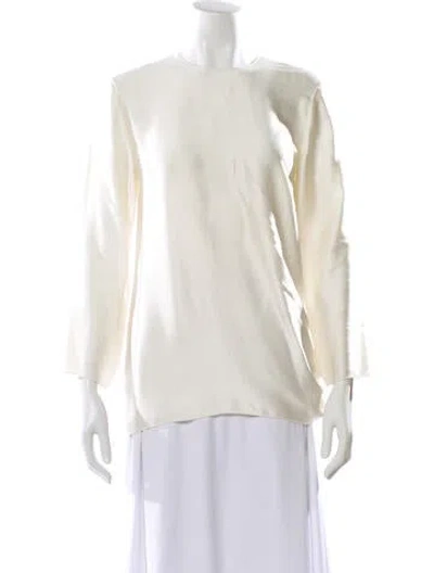Pre-owned Lanvin Silk Crew Neck Top In Neutral