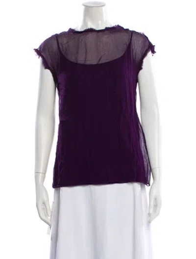 Pre-owned Lanvin Silk Crew Neck Top In Purple