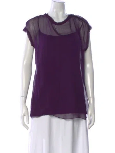 Pre-owned Lanvin Silk Crew Neck Top In Purple