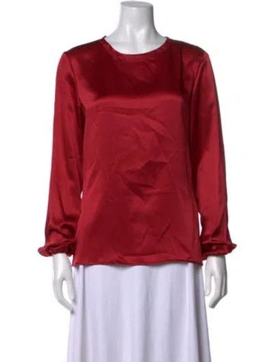Pre-owned Lanvin Silk Crew Neck Top In Red