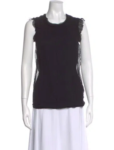 Pre-owned Lanvin Silk Crew Neck Top W/ Tags In Black