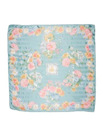 Pre-owned Lanvin Silk Floral Print Bandana In Blue