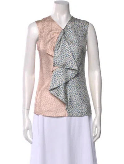 Pre-owned Lanvin Silk Floral Print Blouse In Multi