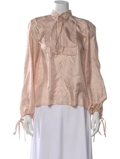 Pre-owned Lanvin Silk Floral Print Blouse In Pink