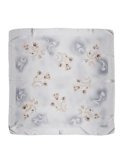 Pre-owned Lanvin Silk Floral Print Scarf In Blue