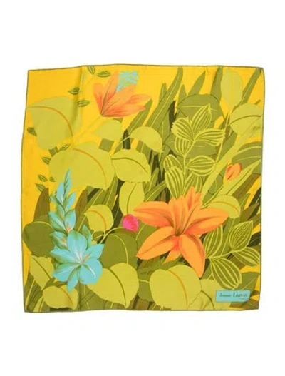 Pre-owned Lanvin Silk Floral Print Scarf In Green