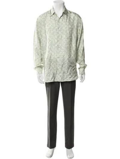 Pre-owned Lanvin Silk Floral Print Shirt In Green