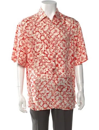 Pre-owned Lanvin Silk Floral Print Shirt In Red