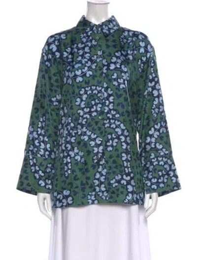 Pre-owned Lanvin Silk Floral Print Top In Blue