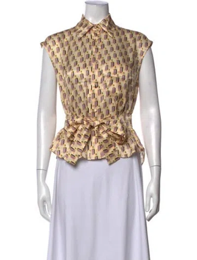 Pre-owned Lanvin Silk Graphic Print Blouse In Multicolor