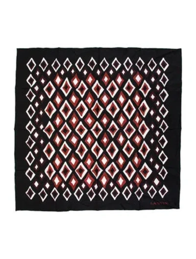 Pre-owned Lanvin Silk Graphic Print Scarf In Black