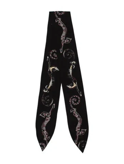 Pre-owned Lanvin Silk Graphic Print Scarf In Black