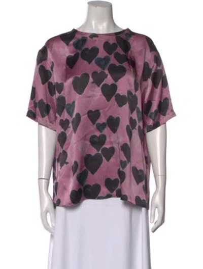 Pre-owned Lanvin Silk Graphic Print Top In Pink