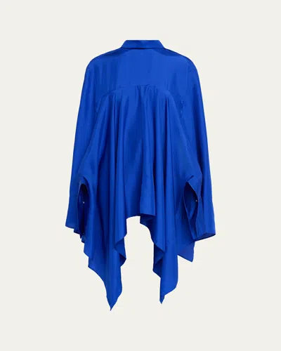 Lanvin Silk Handkerchief Caftan Top In Blue