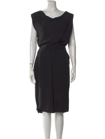 Pre-owned Lanvin Silk Knee-length Dress In Blue
