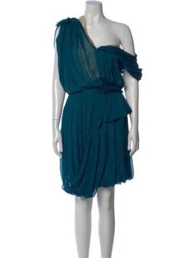 Pre-owned Lanvin Silk Knee-length Dress In Blue