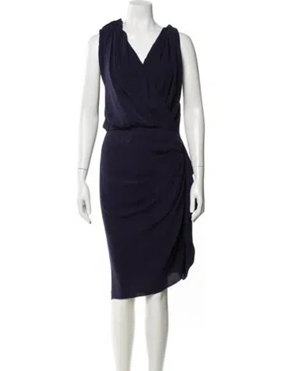 Pre-owned Lanvin Silk Knee-length Dress In Blue