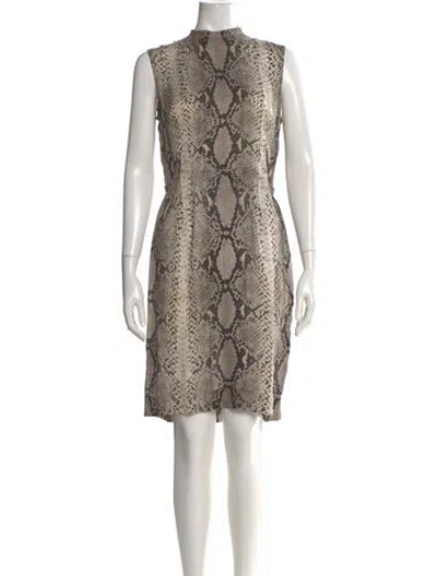 Pre-owned Lanvin Silk Knee-length Dress In Brown