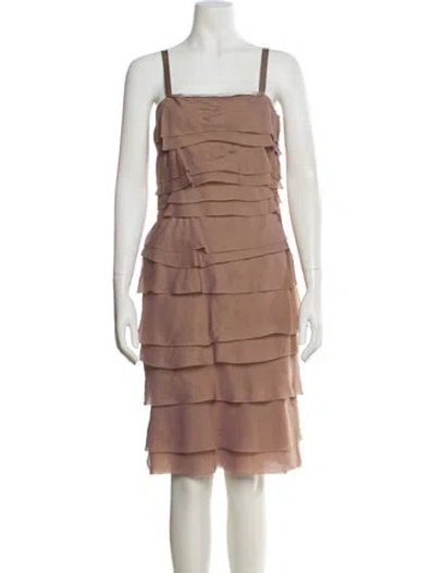Pre-owned Lanvin Silk Knee-length Dress In Brown