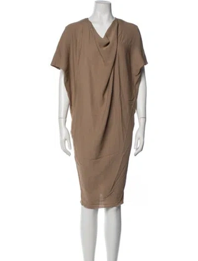 Pre-owned Lanvin Silk Knee-length Dress In Burgundy