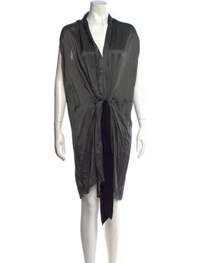 Pre-owned Lanvin Silk Knee-length Dress In Gray