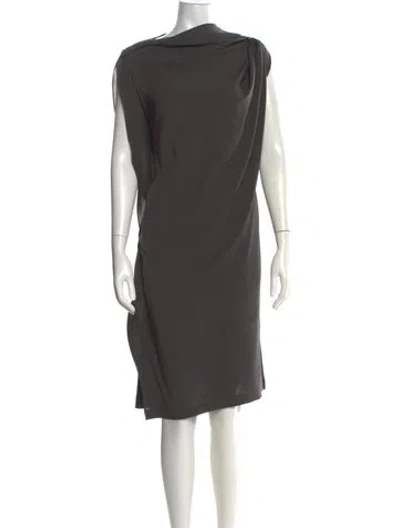 Pre-owned Lanvin Silk Knee-length Dress In Gray