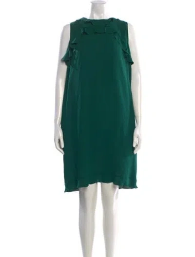 Pre-owned Lanvin Silk Knee-length Dress In Green