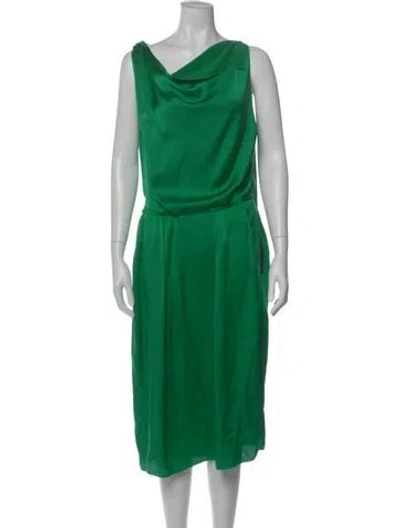 Pre-owned Lanvin Silk Knee-length Dress In Green