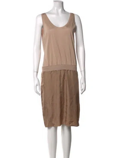 Pre-owned Lanvin Silk Knee-length Dress In Neutrals