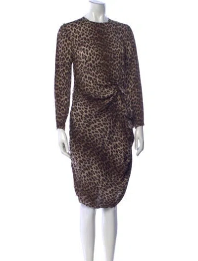 Pre-owned Lanvin Silk Knee-length Dress In Neutrals