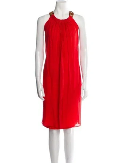 Pre-owned Lanvin Silk Knee-length Dress In Orange