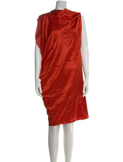 Pre-owned Lanvin Silk Knee-length Dress In Orange